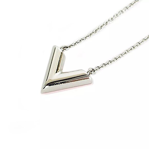 Auth LOUIS VUITTON Essential VNecklace Silver / Pink metal M63182 s0025g - Picture 5 of 8
